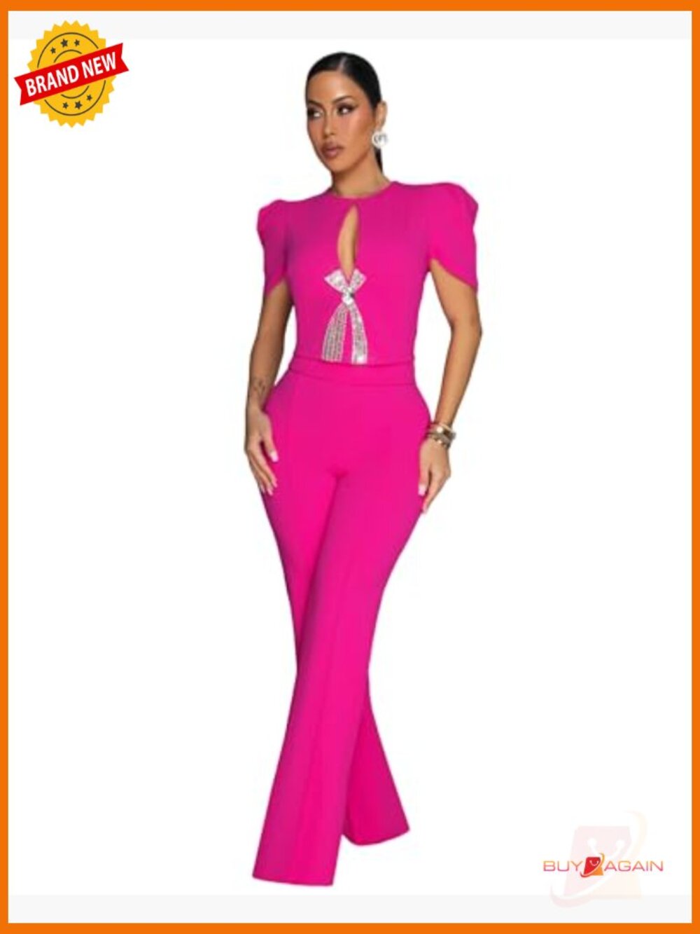 Elegant Jumpsuit with Wide Leg Pants Formal Party Wear - Picture 3 of 6